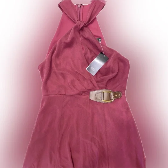 NWT Ralph Lauren Buckle Trim Georgette Halter Gown - Picture 10 of 11